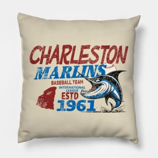 Defunct Charleston Marlins Baseball Team 1961 Distressed Pillow