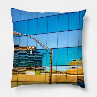 Mirrored Reflections of Distorted Buildings. Pillow