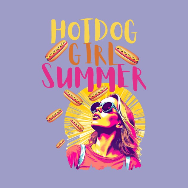 Hotdog Girl Summer Funny Hot Girl Summer Bright Print by Beth Bryan Designs