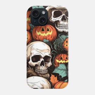 Halloween Skulls and Pumpkins Vintage Phone Case