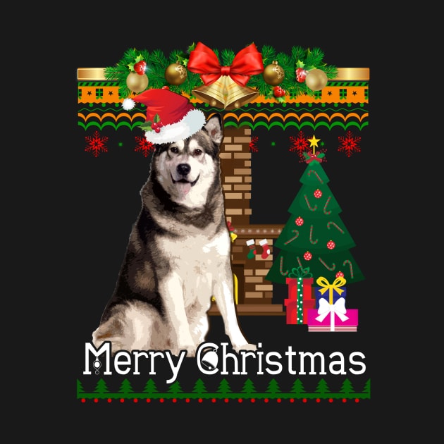 Ugly Christmas Sweater Alaskan Malamuteb by LaurieAndrew