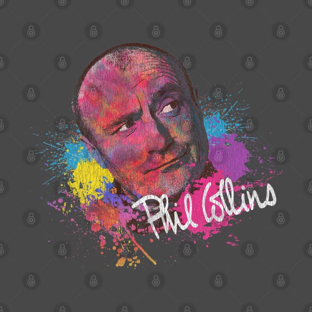 Phil Collins Face Watercolor Painting Vintage Look by Bingung Mikir Nama Design