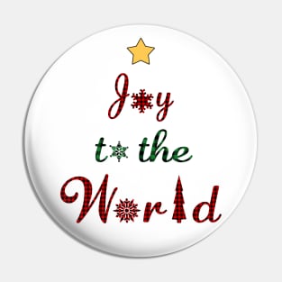 Joy to the world Christmas Tree Red Green Plaid. Pin