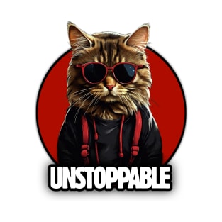 Unstoppable Motivational Cat Design T-Shirt