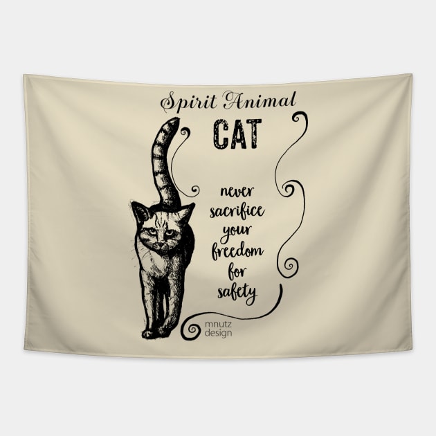 Spirit animal cat black Tapestry by mnutz