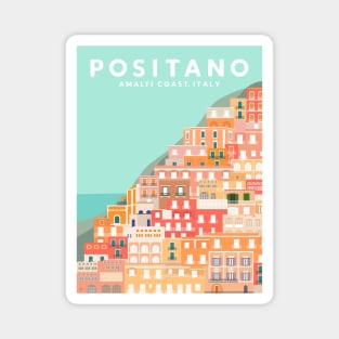 Positano, Amalfi Coast, Italy Travel Poster Magnet