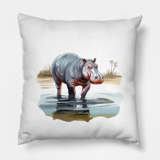 River Hippopotamus Pillow