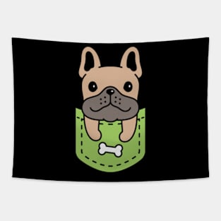 brown french bulldog dog in pocket bone Tapestry