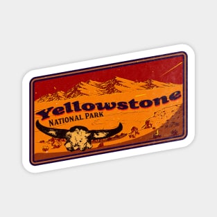 Yellowstone Bison Retro National Park Magnet