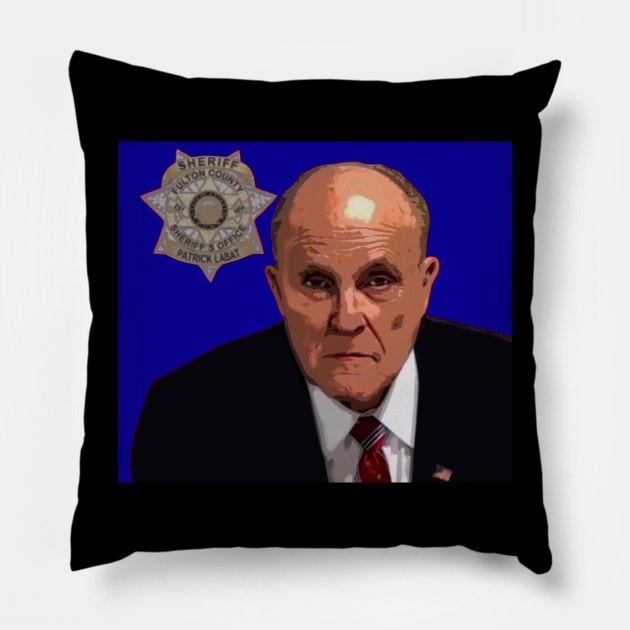 rudy giuliani mugshot Pillow by oryan80