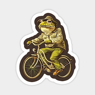 Funny Frog On A Bike Magnet
