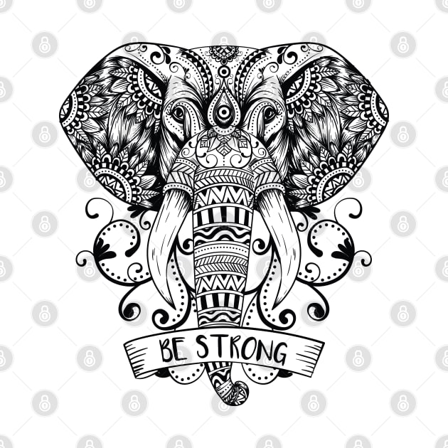 Mandala elephant - Be Strong by madeinchorley