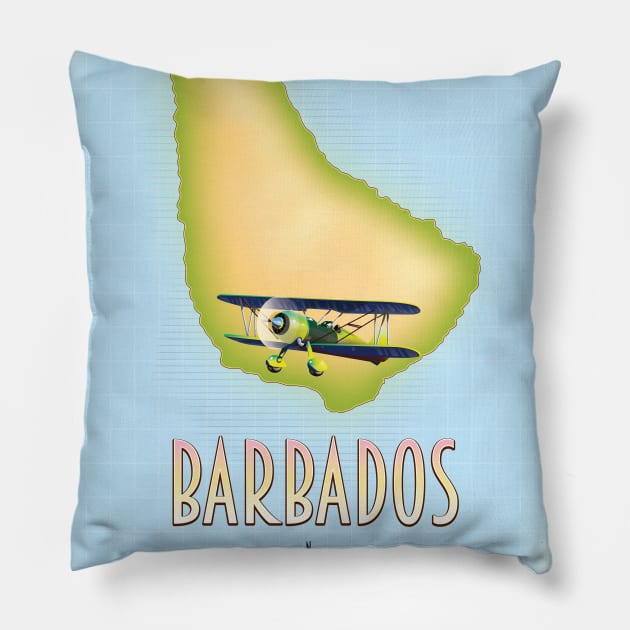 Barbados Island map Pillow by nickemporium1