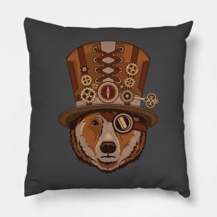 Steampunk Animal Bear Vintage Art Gift Pillow