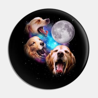 Three Golden Retrievers Howl at the Moon Pin