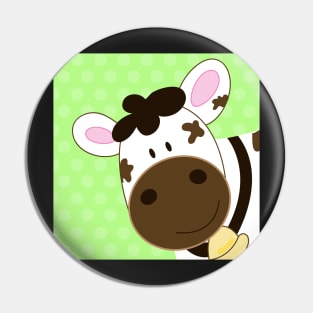 Cute Happy Cow -  Green Pin