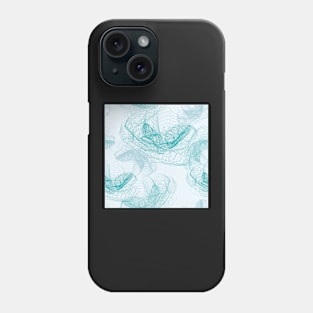 Feathery rose lotus pattern turquoise, teal and aqua Phone Case