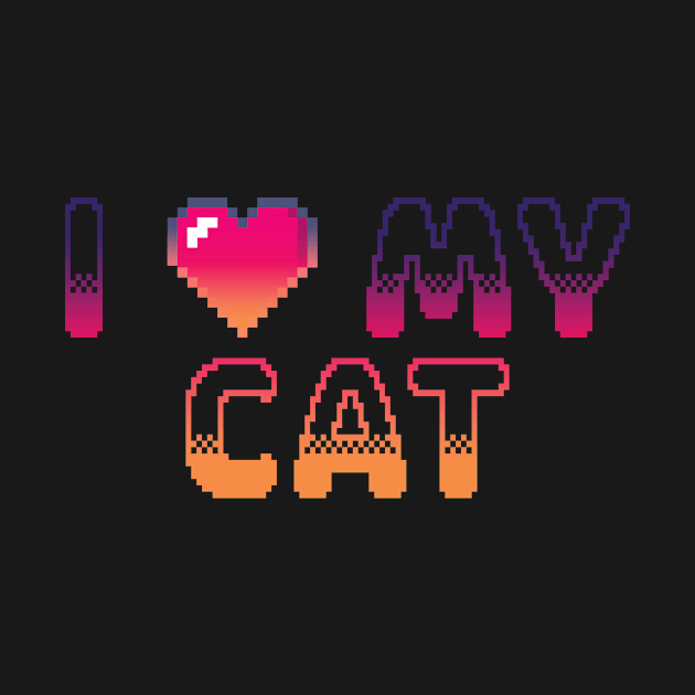 I Heart My Cat Classic Video Game Graphic Vibrant Gradient by ArtHouseFlunky