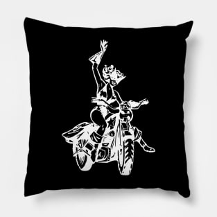 Motorcycle Biker Babe Pillow