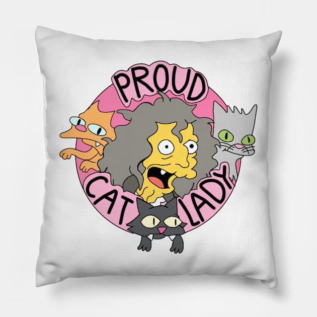 Proud Cat Lady Cartoon Pillow by 09GLawrence
