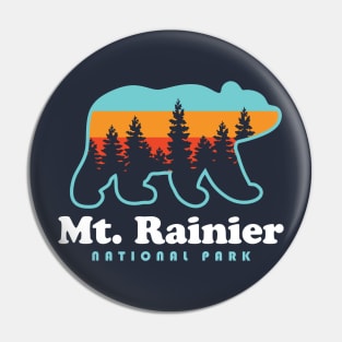 Mt Rainier National Park Hikes Retro Bear Pin