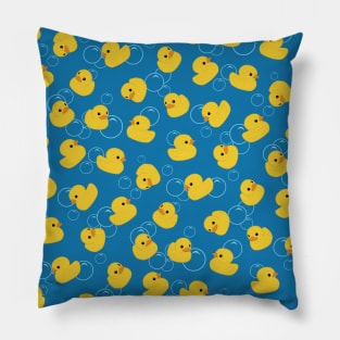 Yellow toy duck with bubbles pattern Pillow