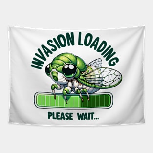 Cicada Invasion Loading Funny Cicada Summer Tapestry