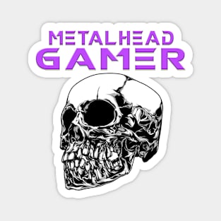 Metalhead Gamer Quarter Skull Purple Magnet