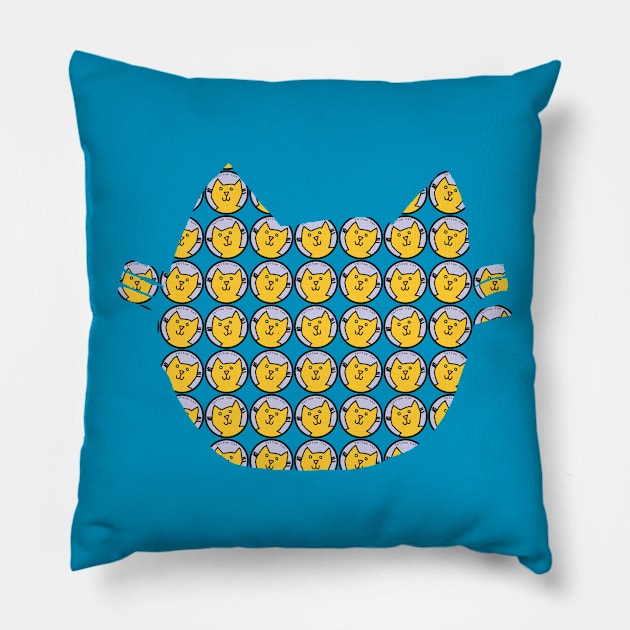 Yellow Cat Portrait Pattern Graphic Pillow by ellenhenryart