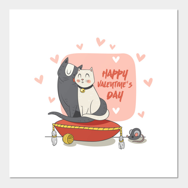 Happy Valentine S Day Cats Valentines Day Poster E Stampa
