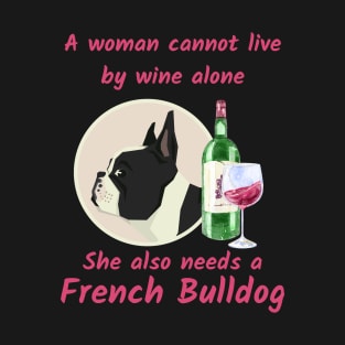 Humorous French Bulldog and Wine T-Shirt