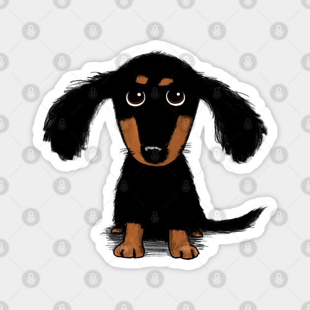 Cute Dachshund Puppy | Black And Tan Longhaired Wiener Dog - Dachshund -  Magnet | Teepublic