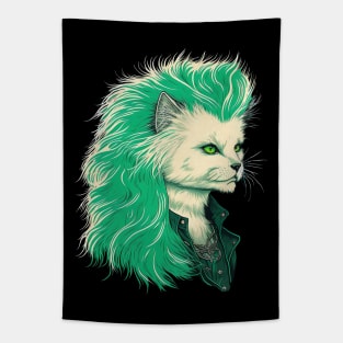 80s Metal Cat With Mullet Tapestry