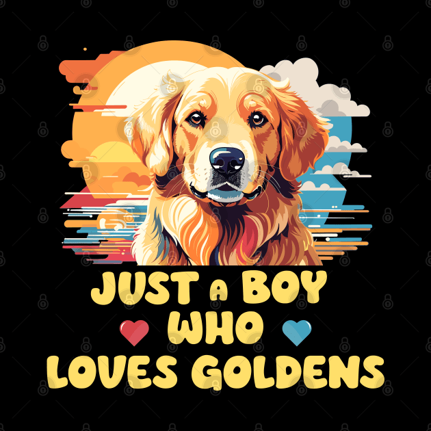 Just A Boy Who Loves Goldens - Golden Retriever by eighttwentythreetees