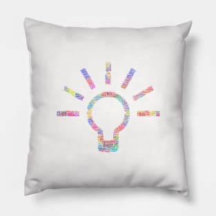 Light Bulb Idea Silhouette Shape Text Word Cloud Pillow