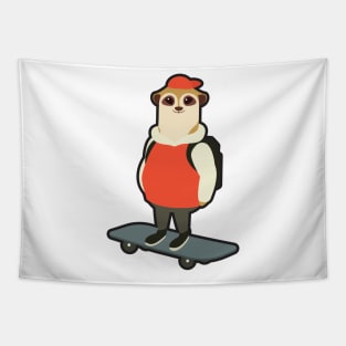 Meerkat as Skater with Skateboard Tapestry