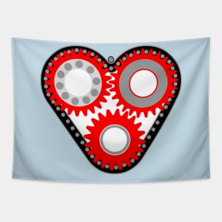 Red Mechanical Heart Tapestry