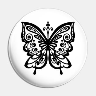 Butterfly, ornament, drawing, print, original picture, black and white, Gothic Pin