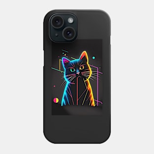 Cool Cat Portrait Neon Art Style Phone Case