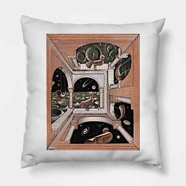 Another World II Escher Art Print 1947 Imp-Art Maurits Cornelis Escher Impossible Object Poster Pillow by ZiggyPrint