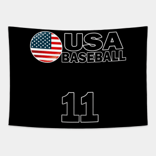 USA Baseball Number 11 T-shirt Design Tapestry