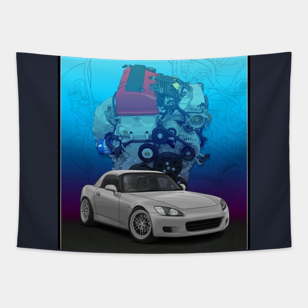 s2000 / s2k with F20c backdrop Tapestry by ArtyMotive