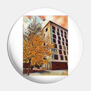 Angular building in autumn Pin