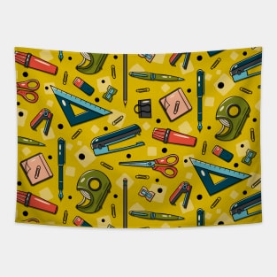 Office And School Stationery Items Ditsy Design Tapestry