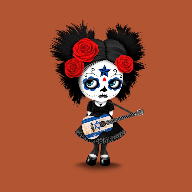 Sugar Skull Girl Playing Israeli Flag Guitar by jeffbartels