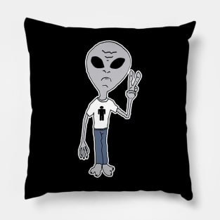 Friendly Funny Peace Alien Pillow