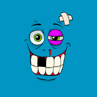 Smiley Beat-up Monster Face T-Shirt