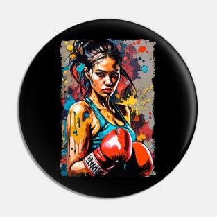 Boxing Girl Pop Art Fighter Martial Arts Portrait Pin