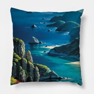 Overlook of an Ocean from a Cliffside Pillow