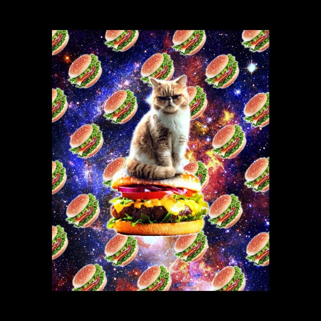 Hamburger Astro Cat On Burger by Random Galaxy